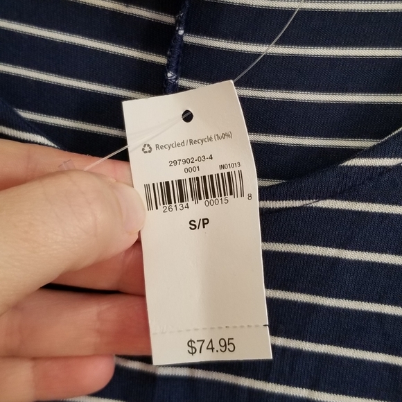 NWT Gap Bodycon mid-length stretchy navy pinstriped dress - Picture 5 of 9